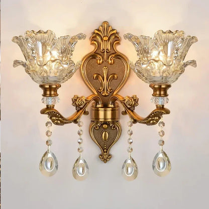 2025 New European Style Retro Crystal Glass Wall Lamp