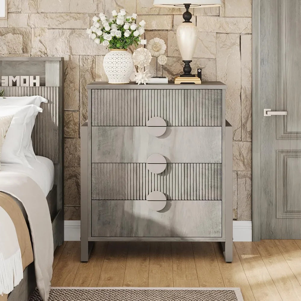 Modern Fluted Dresser for Bedroom, 36.2" Tall