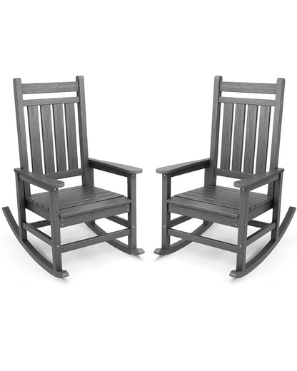 Outdoor Rocking Chair Set of 2, HDPE Rocking Chairs for Adult