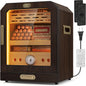 Cigar Humidor Lighted Control Magnetic Door Desktop Cigar Cabinet, Accessory Drawer and 2 humidifiers