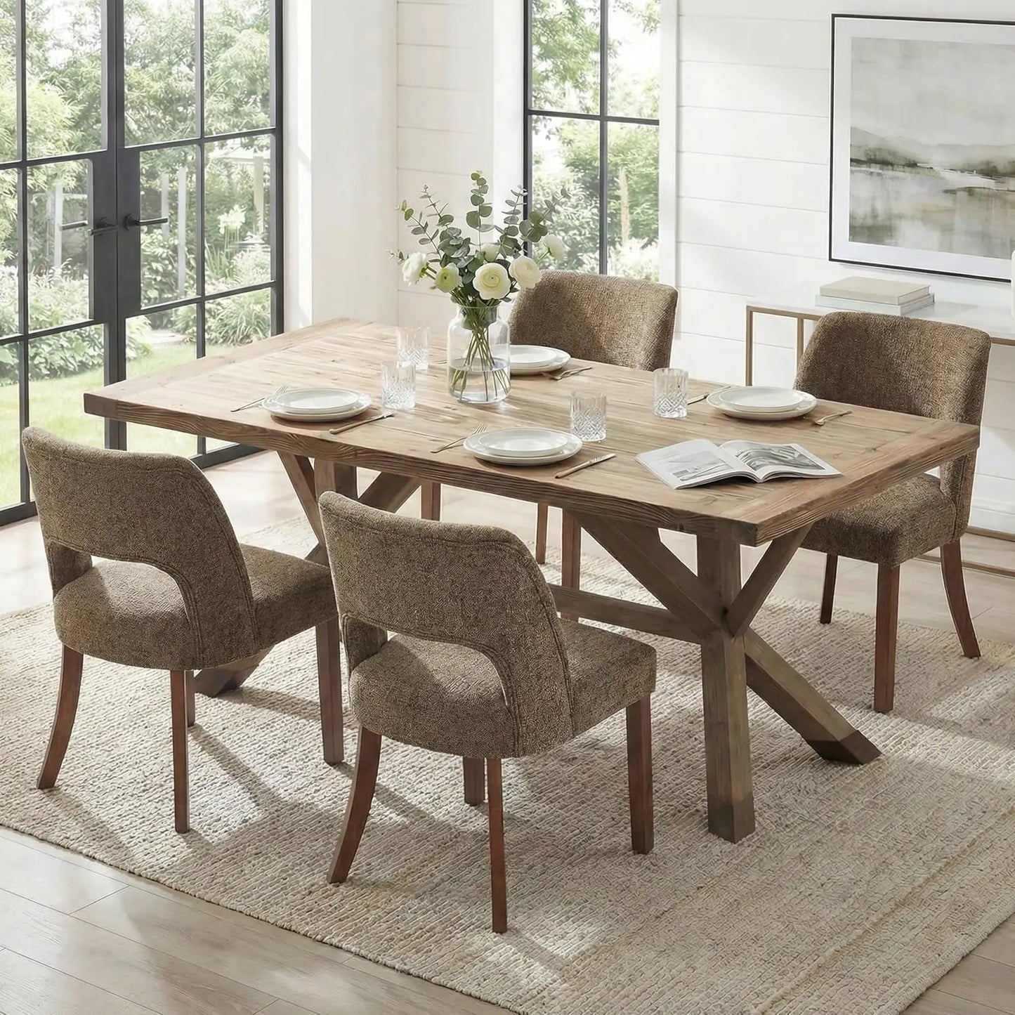 Dining Chairs Set of 4, Mid Century Modern Upholstered Dining Room Chairs