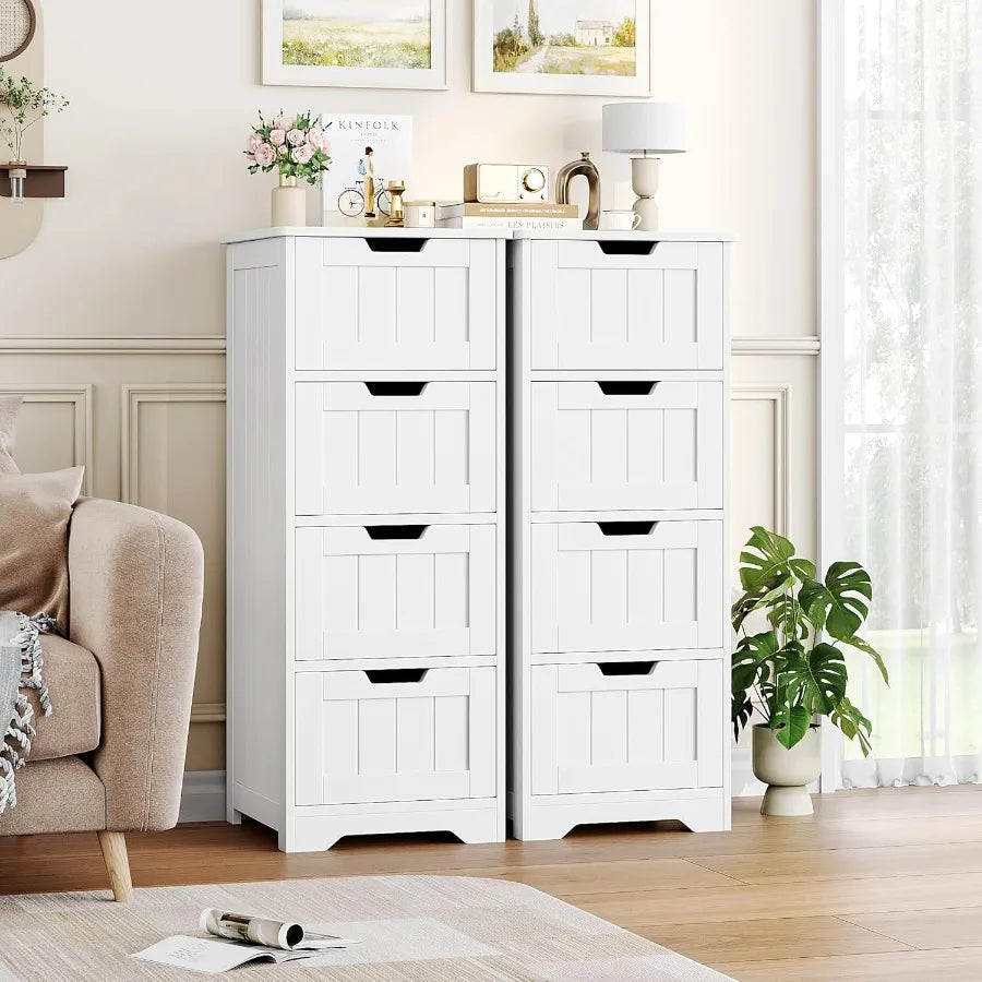Bathroom Storage Cabinet, Bathroom Cabinet With 4 Drawers, 11.8” X 11.8” X 32.5”