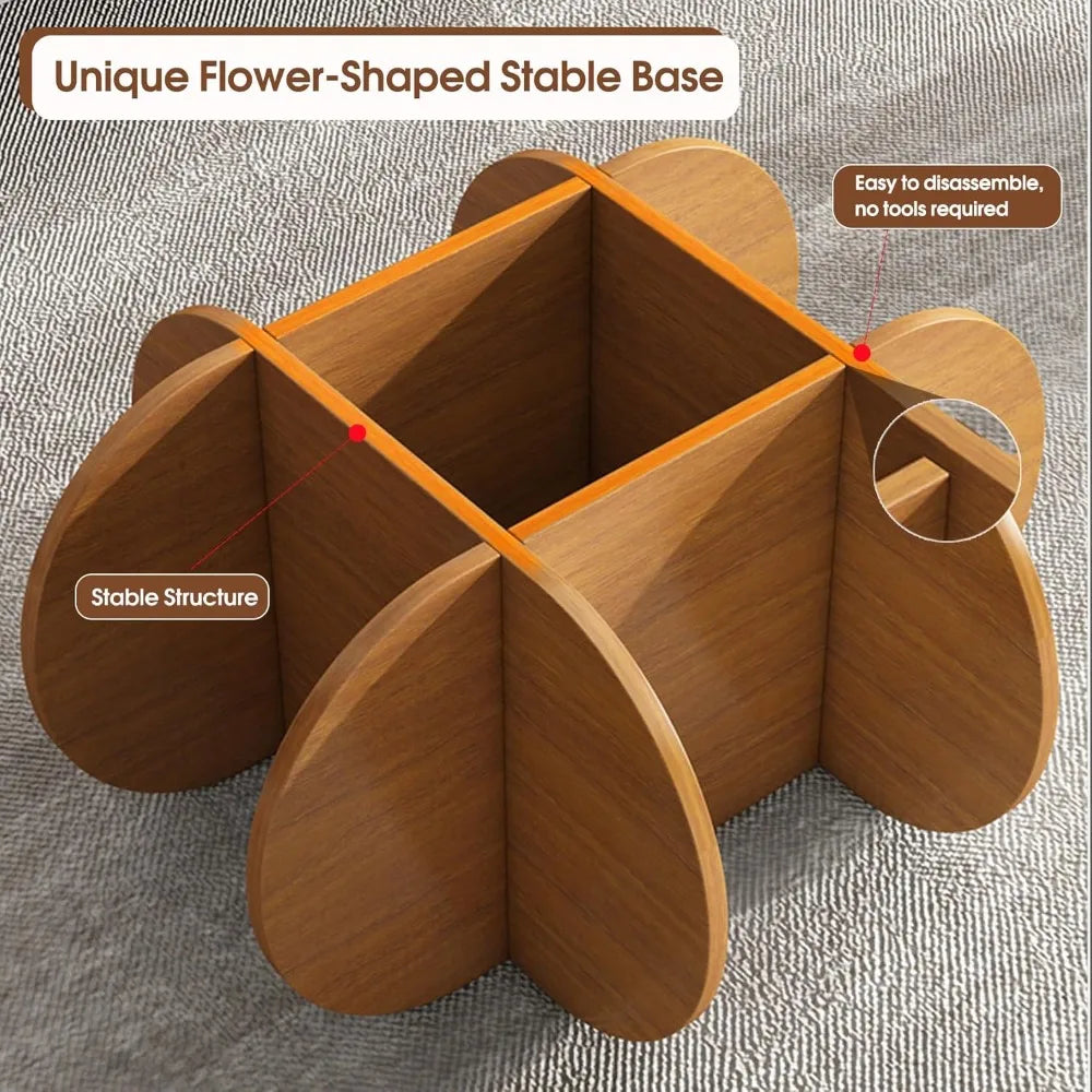 Modern Round Coffee Table with Solid Wood Legs, 31.5''