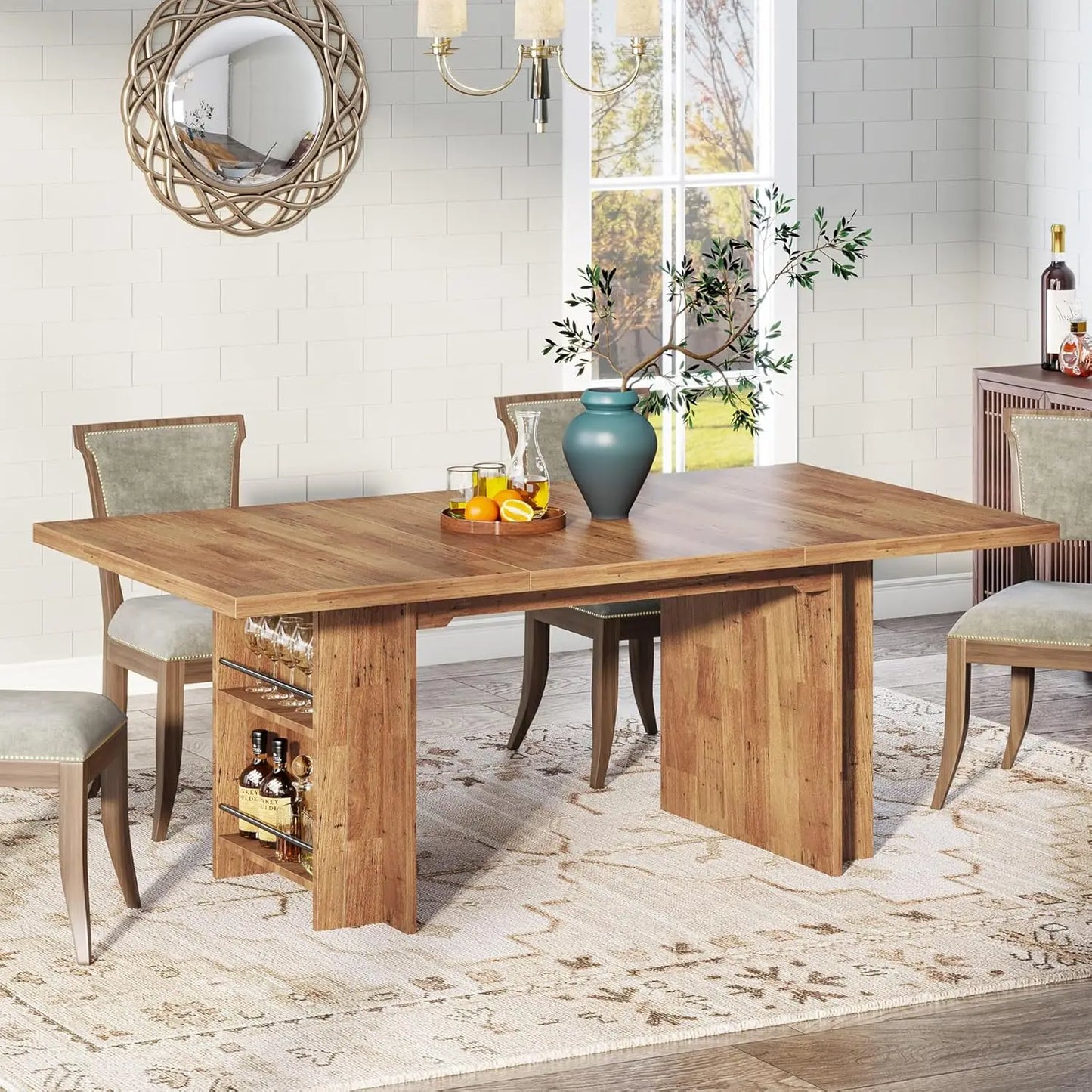 Farmhouse Dining Table for 6 to 8, 63-Inch
