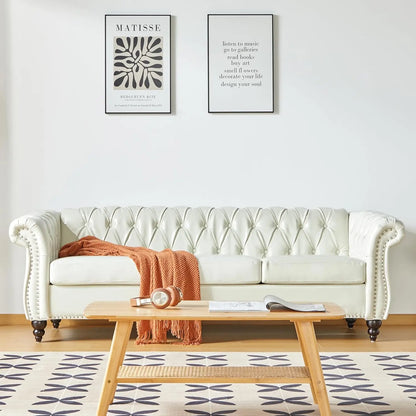 Roll Arm Classic Tufted Chesterfield Settee Velvet Sofa with Channel