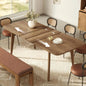 Extendable Dining Table for 4/6/8 People, Kitchen Table with Tapered Legs and Curved Design, Honey Brown Finish