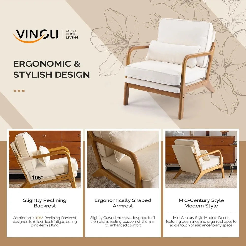 Chenille Mid-Century Modern Accent Chair