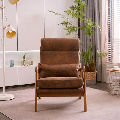 Accent Chair Mid-Century Modern Chair with Pillow High Back
