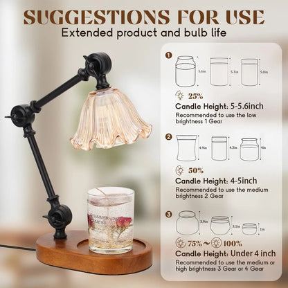 Candle Warmer Lamp,Adjustable Height, Timer,Dimmable