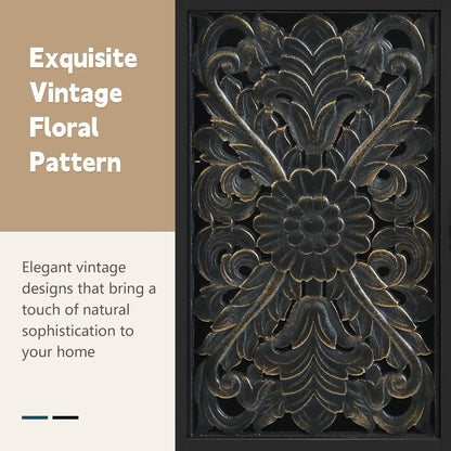 Accent Cabinet with 2 Doors, Vintage Carved Wood Storage Cabinet