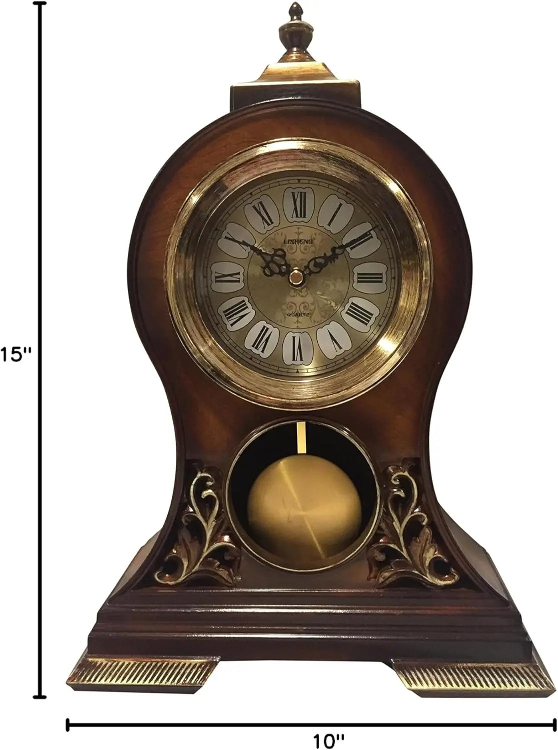 Elegant Hand-Painted Wooden Mantel Clock with Swinging Pendulum