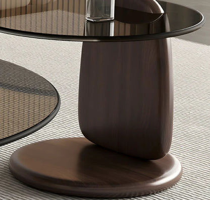 Glass Round Coffee Table Nesting Table Set of 2