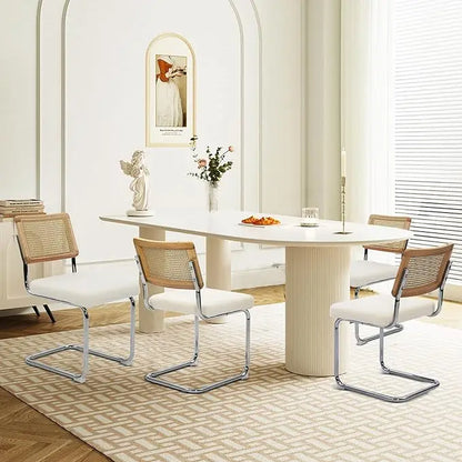 Dining Chairs Set of 4, Mid Century Modern Design, Polished Frame