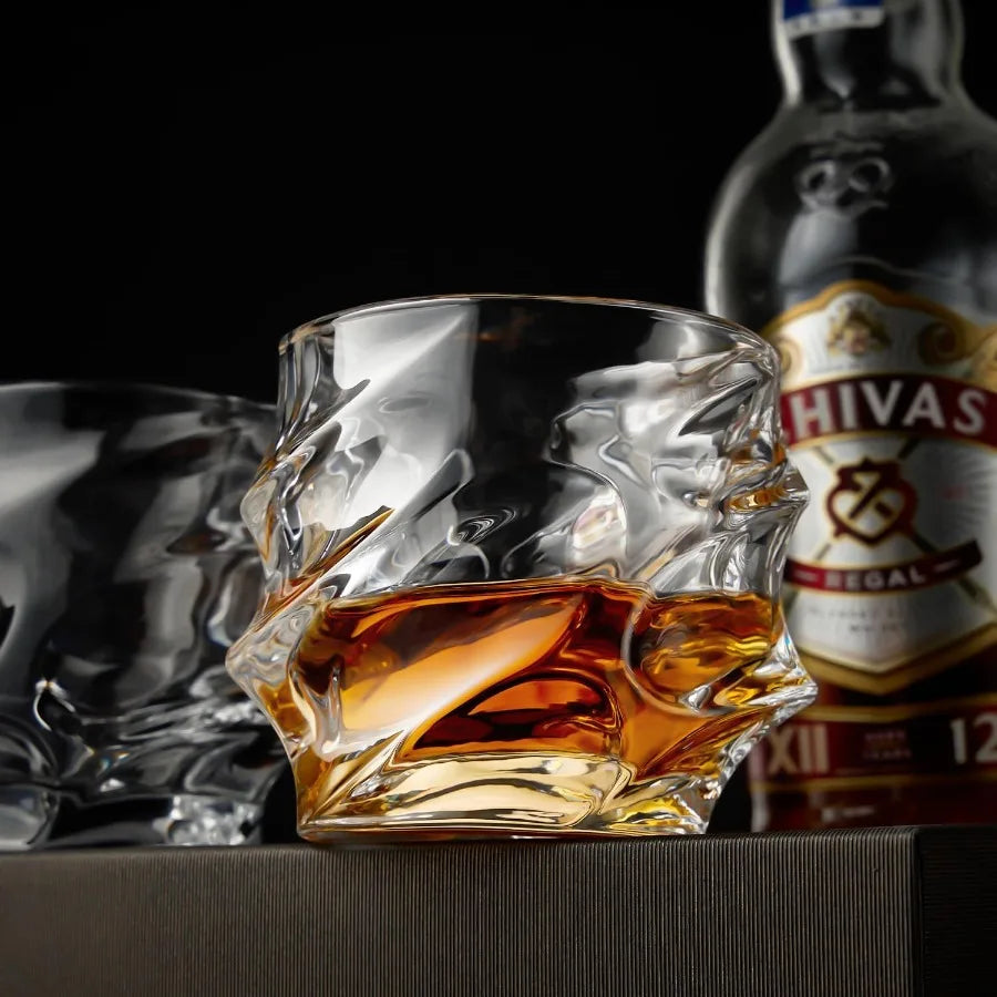 12 oz Hand Blown Crystal Whiskey Glasses Set of 4