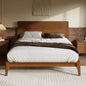Queen Size Bamboo Platform Bed, Mid-Century Modern Bed Frame with Tall Headboard