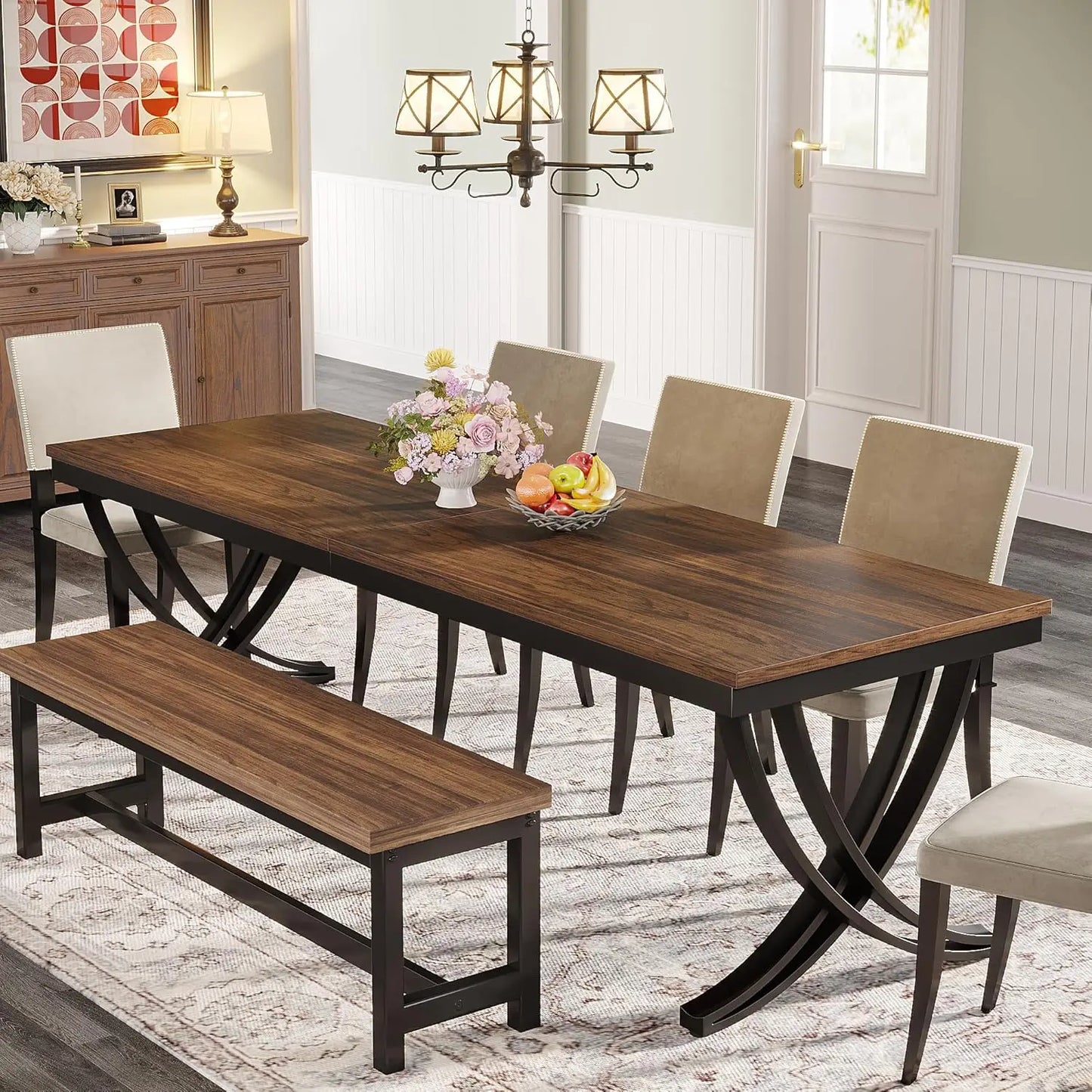78 inch Large Farmhouse Dinner Table