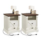 Farmhouse Night Stand with Charging Station set of 2, 18" Wide