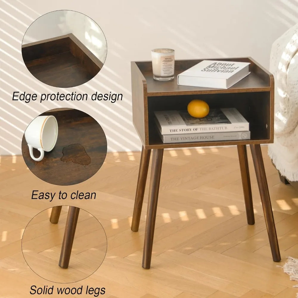 Rustic Brown Modern Nightstand with Storage
