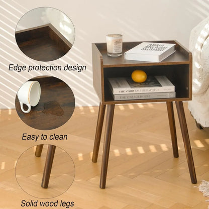 Rustic Brown Modern Nightstand with Storage
