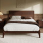 Queen Size Bamboo Platform Bed, Mid-Century Modern Bed Frame with Tall Headboard