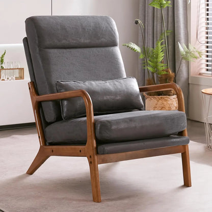 Accent Chair Mid-Century Modern Chair with Pillow High Back