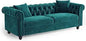 82 Inch Chesterfield Sofa, 23 Inch Deep Seat Velvet Couch  2 Throw Pillows