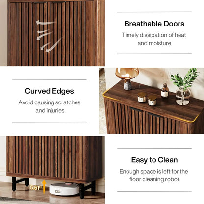 6-Tier Bathroom Floor Cabinet with 2 Shutter Doors