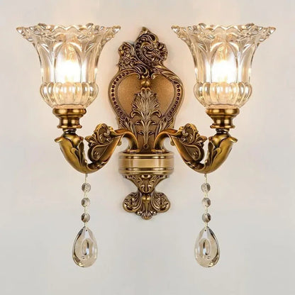 2025 New European Style Retro Crystal Glass Wall Lamp
