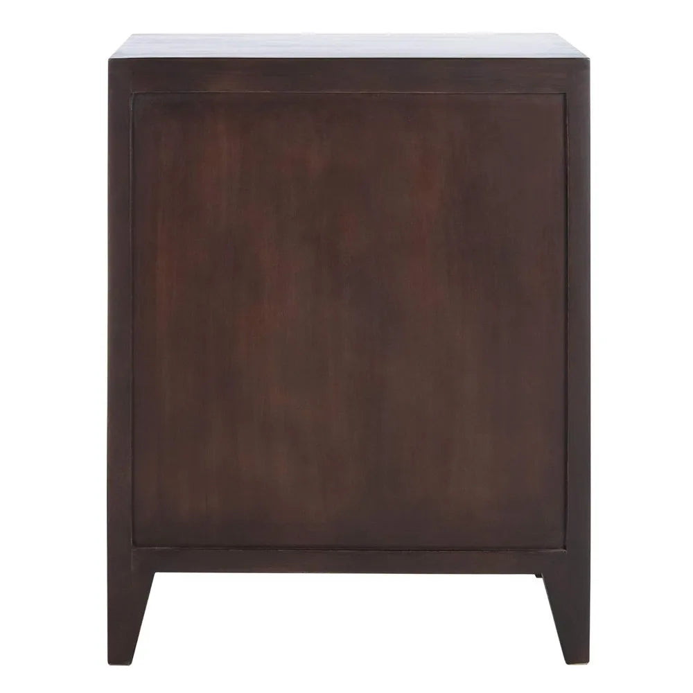 Thea Brown Carved Mandala 1-Door Storage Nightstand, Fully Assembled, Boho Accent Side Table