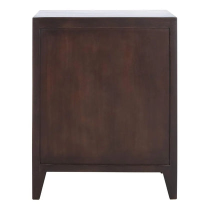 Thea Brown Carved Mandala 1-Door Storage Nightstand, Fully Assembled, Boho Accent Side Table