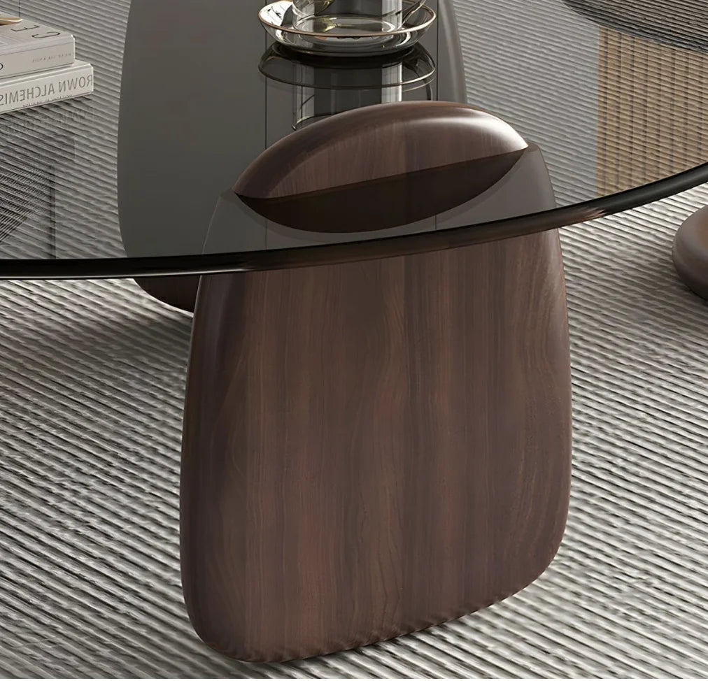 Glass Round Coffee Table Nesting Table Set of 2