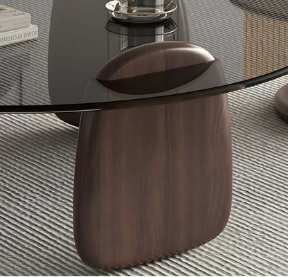 Glass Round Coffee Table Nesting Table Set of 2